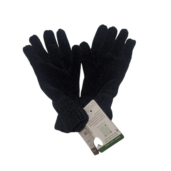 NWT Isotoner eco comfort black velvet like gloves, one size - Picture 3 of 4
